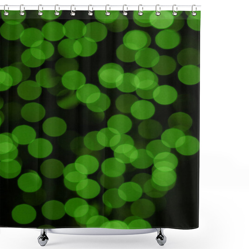 Personality  Green Circles Of Light On Black Background - Boke Shower Curtains