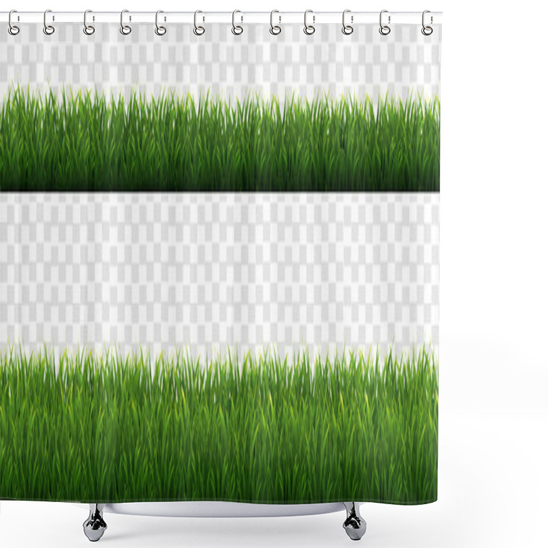 Personality  Green Grass Borders Transparent Background Shower Curtains