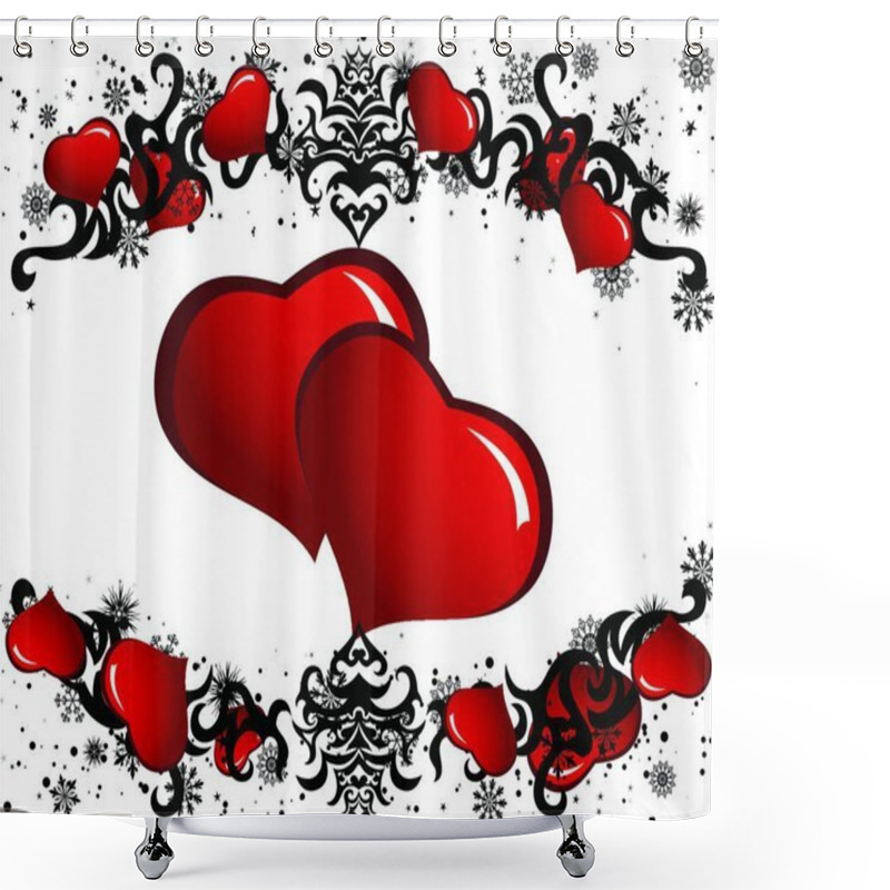 Personality  Abstract Valentine Days Background Frame. Vector Illustration. Shower Curtains