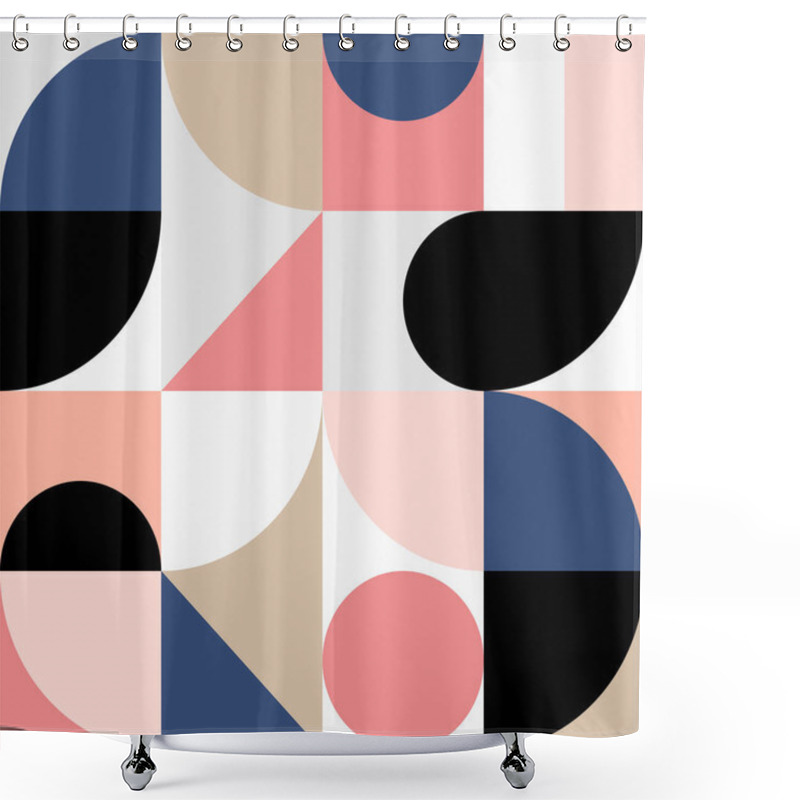 Personality  Minimalistic Seamless Pattern With Geometric Shapes. Abstract Vector Background. Shower Curtains