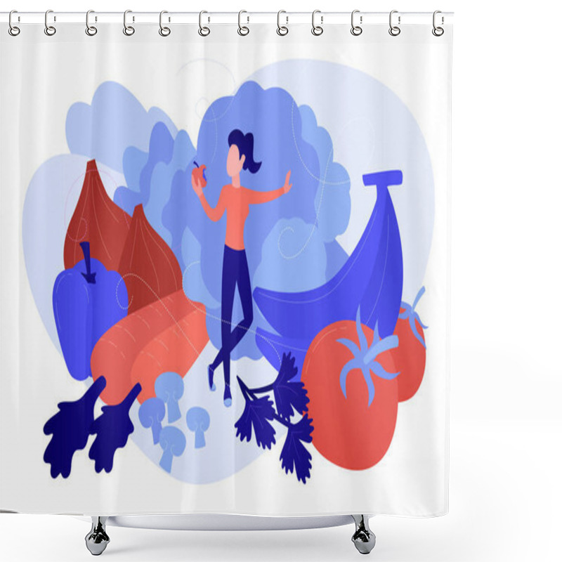 Personality  Raw Veganism Concept Vector Illustration. Shower Curtains