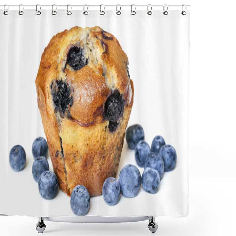 Personality  Blueberry Muffin Isolated On White Shower Curtains