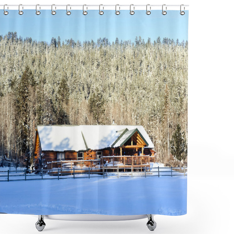 Personality  Cabin In Snow Shower Curtains