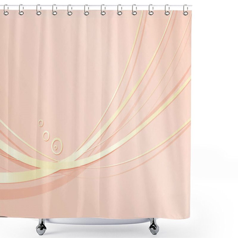 Personality  Coral Pink Background With Gold Wavy Metal Lines - Abstract Elegant Wedding Template Shower Curtains