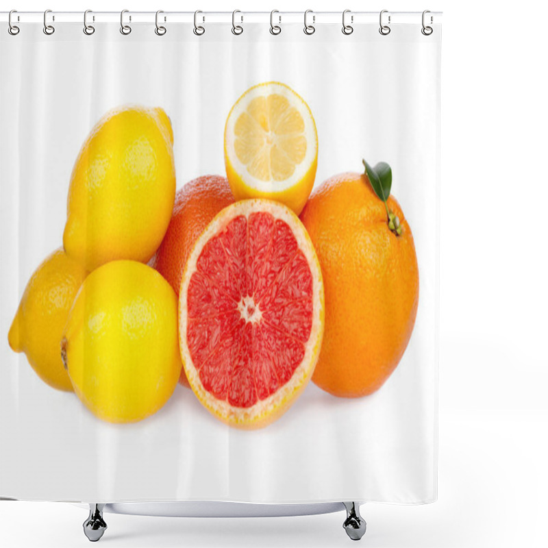 Personality  Ripe Tasty Citrus Fruit Isolated On White Shower Curtains