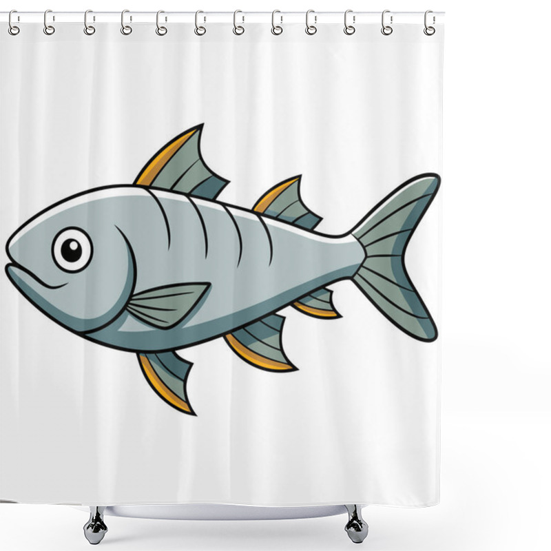 Personality  Wolf Fish Isolated Flat Vector Illustration On White Background Shower Curtains