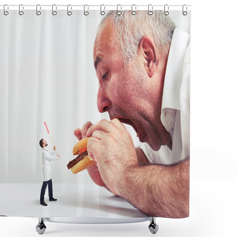 Personality  Man Eating Burger  Shower Curtains