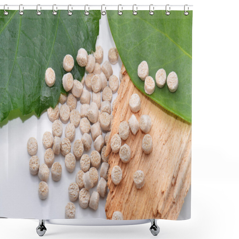 Personality  Biopolymer With Leaves And Wood Shower Curtains