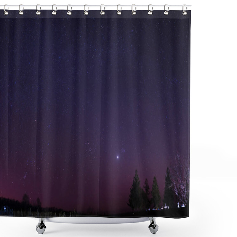 Personality  Starry Night Sky With Trees Shower Curtains