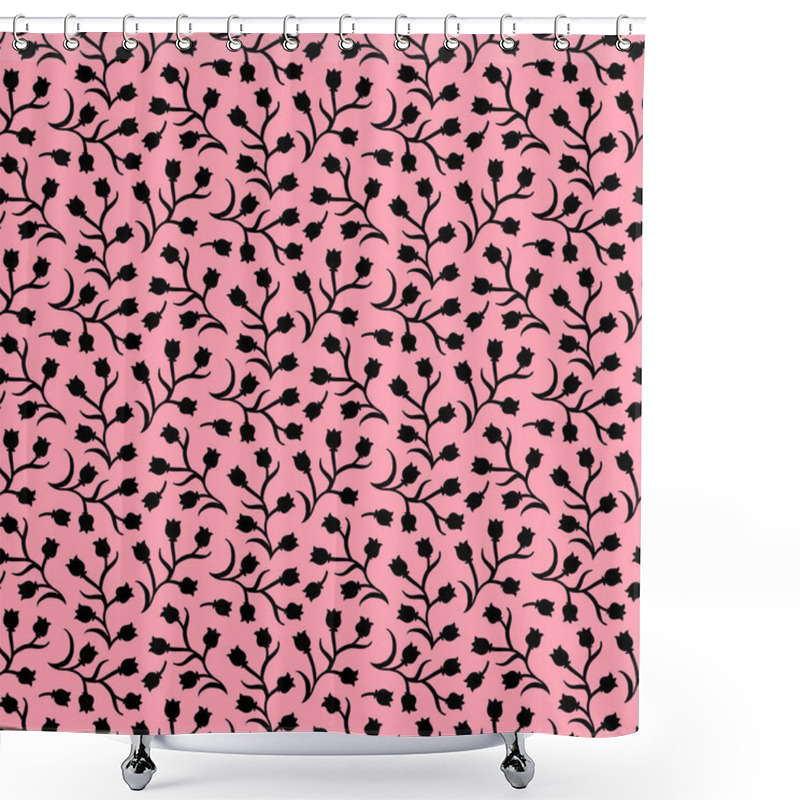 Personality  Ditsy Floral Pattern With Small Black Tulips Shower Curtains