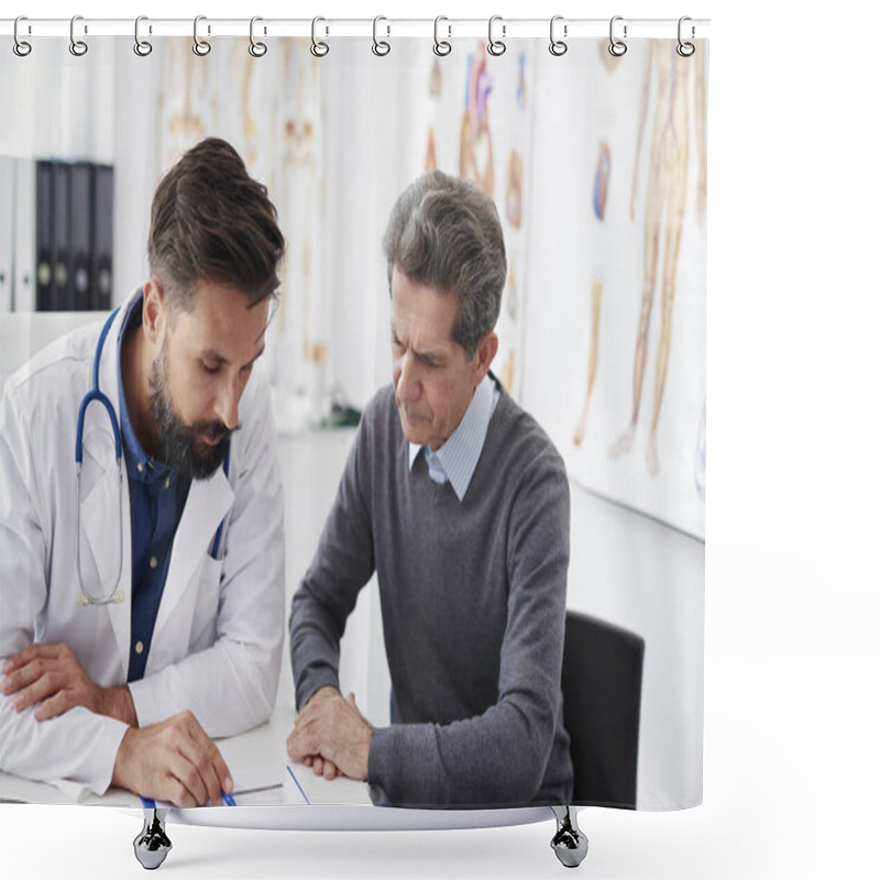 Personality  Analyzing The Medical Results In Doctor Office Shower Curtains