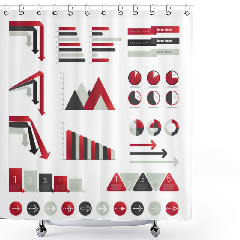 Personality  Minimalistic Modern Infographic Folder With Diagrams, Arrows, Speech Bubbles And Graphs. Vector. Shower Curtains