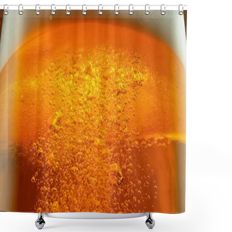 Personality  Detail Of Pouring Beer Into Glass, Close-up. Abstract Beverages Background. Shower Curtains