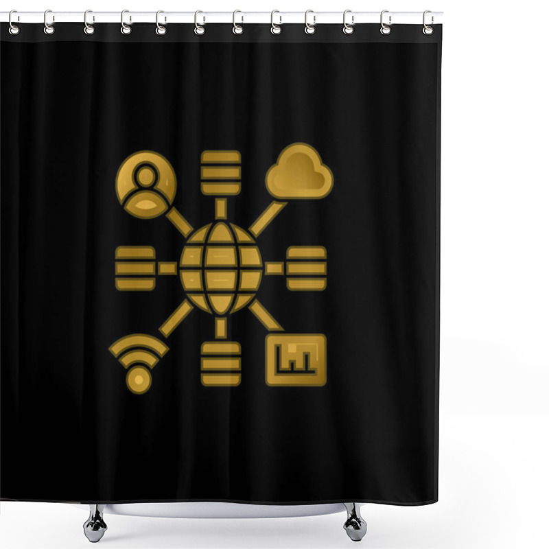 Personality  Big Data Gold Plated Metalic Icon Or Logo Vector Shower Curtains