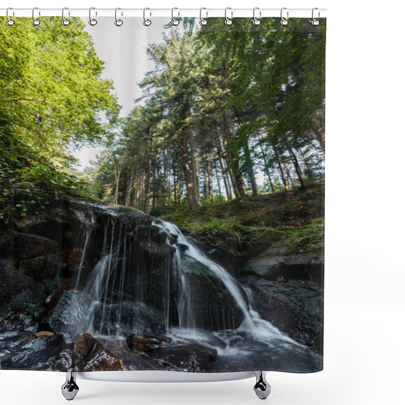 Personality  Water Falling On Wet Stones In Woods Shower Curtains