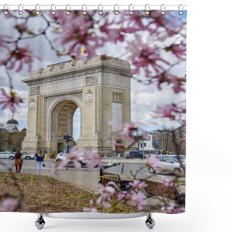 Personality  Blooming Magnolias In Bucharest At The Arc De Triomphe Shower Curtains