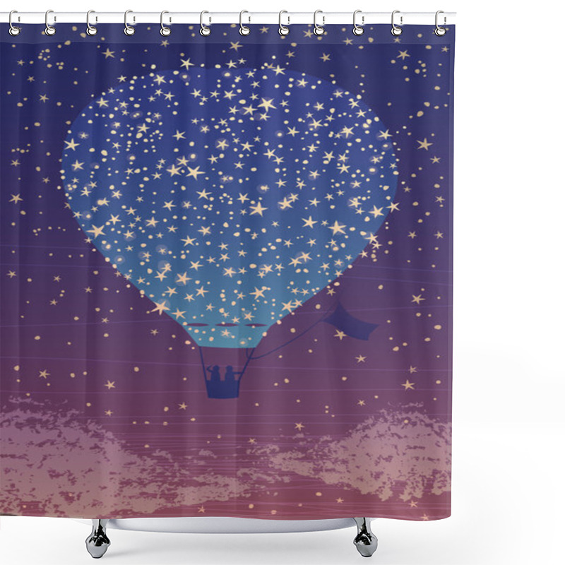 Personality  Air Balloon In The Night Sky Shower Curtains