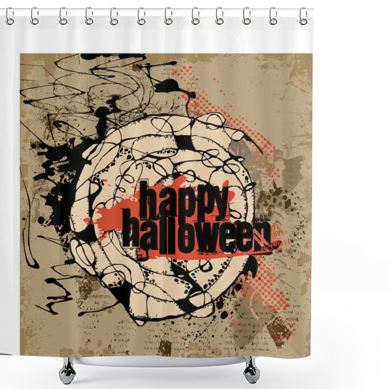 Personality  Abstract Vector Halloween Grunge Design Card Shower Curtains