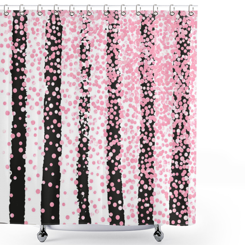 Personality  Gold Glitter Confetti With Dots Shower Curtains