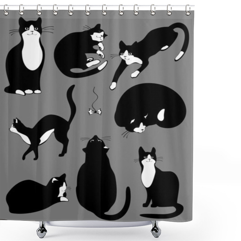 Personality  Set Of Cats Shower Curtains