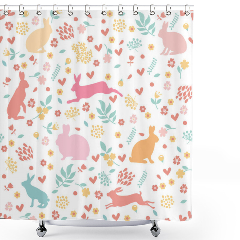 Personality  Rabbits In Hearts And Flowers. Shower Curtains