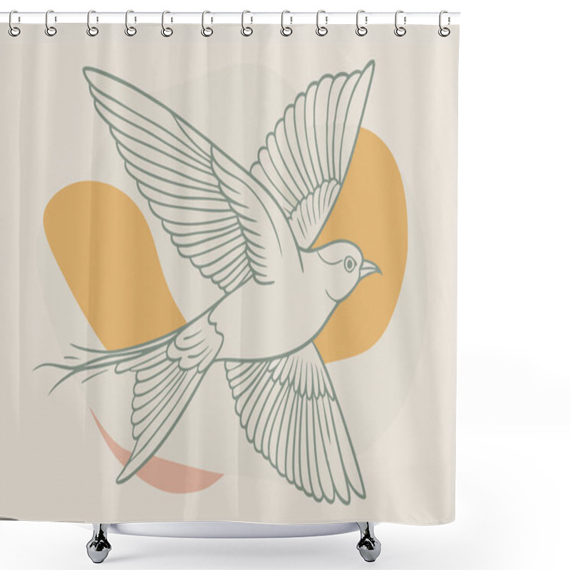 Personality  Stylized Flying Bird Illustration Highlighting Freedom And Grace Shower Curtains