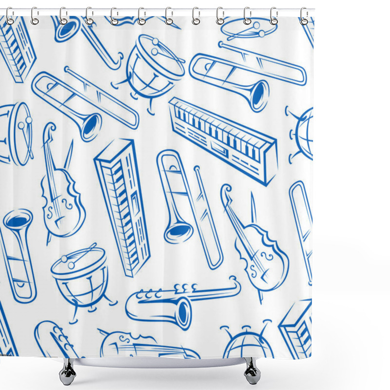 Personality  Jazz Musical Instruments Seamless Pattern Shower Curtains