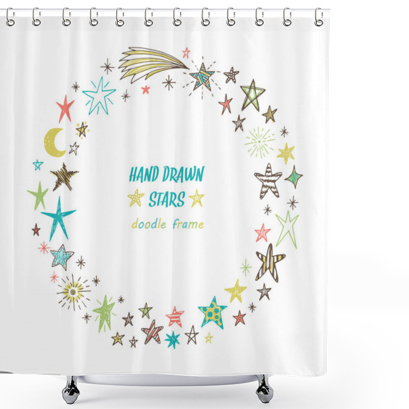 Personality  Hand Drawn Doodle Stars Shower Curtains