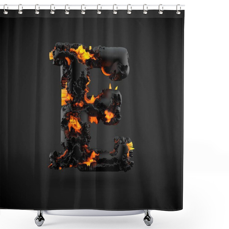 Personality  Volcanic Alphabet Letter E Uppercase Shower Curtains