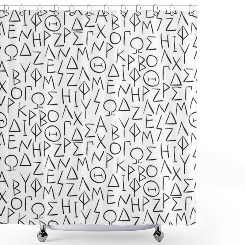 Personality  Seamless Pattern With Greel Letters On The Wall Shower Curtains