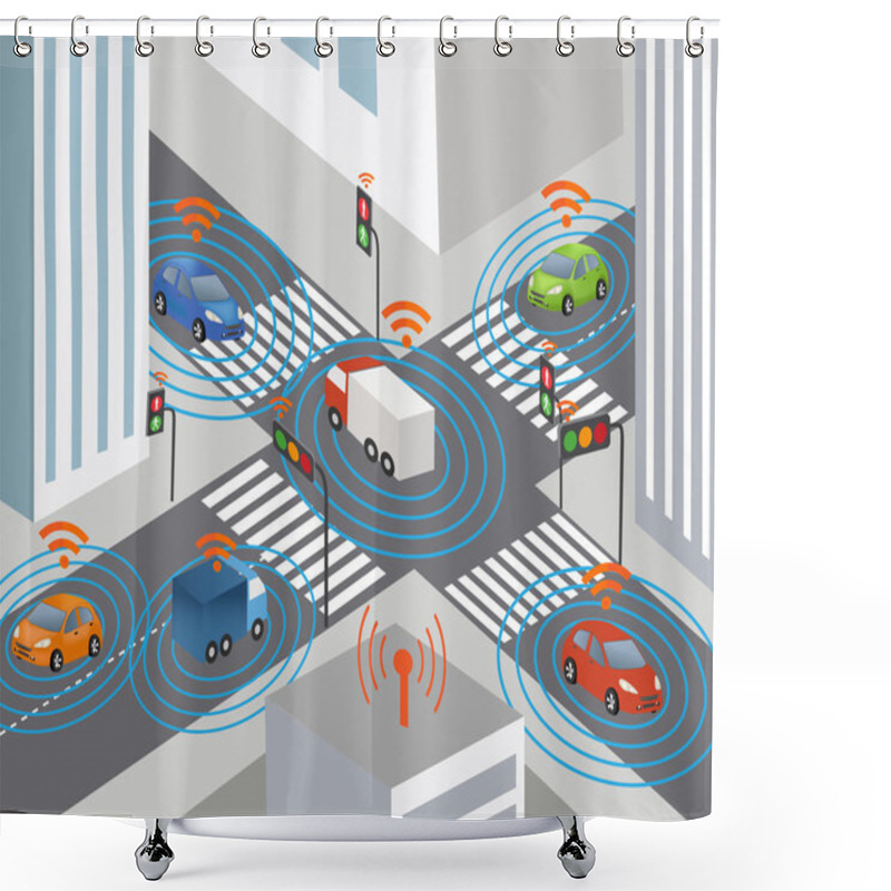 Personality  Smart City And Wireless Network Of Vehicle Shower Curtains