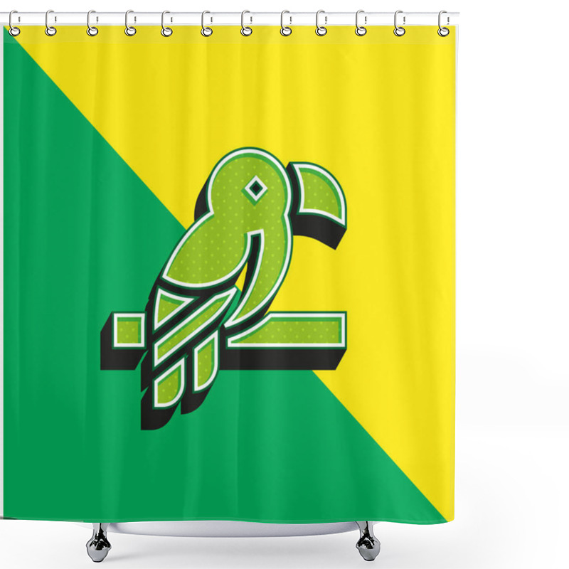 Personality  Bird Green And Yellow Modern 3d Vector Icon Logo Shower Curtains