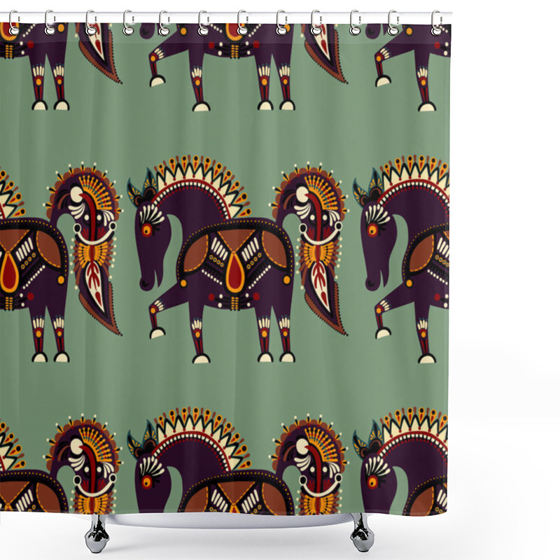 Personality  Ethnic Seamless Pattern Fabric With Unusual Tribal Animal Shower Curtains