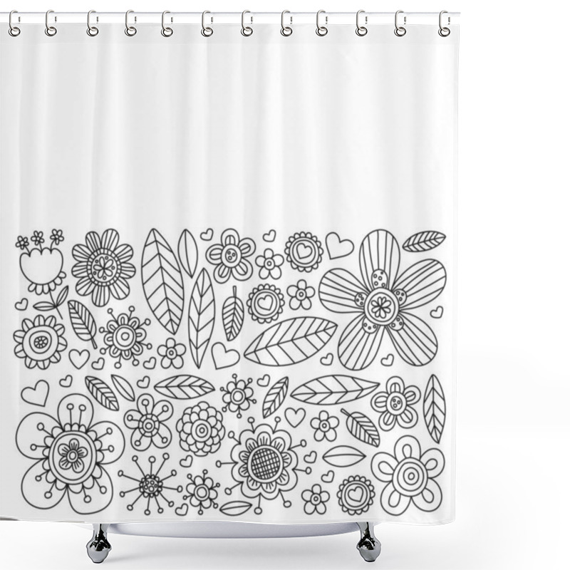 Personality  Vector Pattern With Doodle Flowers And Leaves Shower Curtains