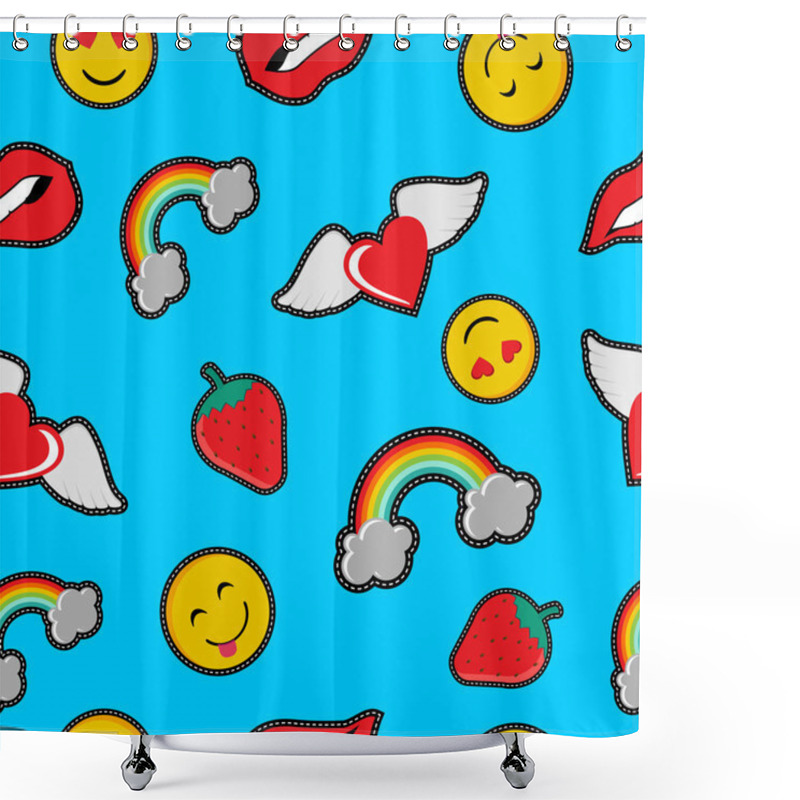 Personality  Cute Seamless Background With Cartoon Art Shower Curtains