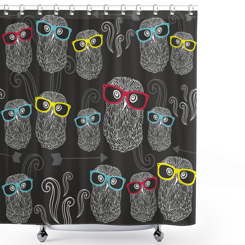 Personality  Seamless Pattern With Cute Owls Shower Curtains