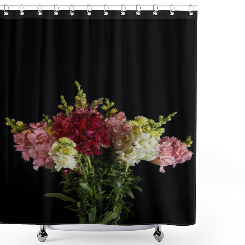 Personality  Bouquet Of Beautiful Fresh Flowers With Buds Isolated On Black Background   Shower Curtains