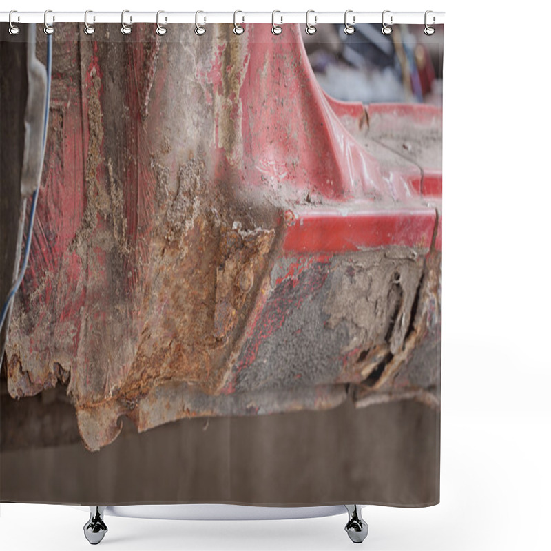 Personality  Close-up Photo Of Element Rusty Car  Shower Curtains