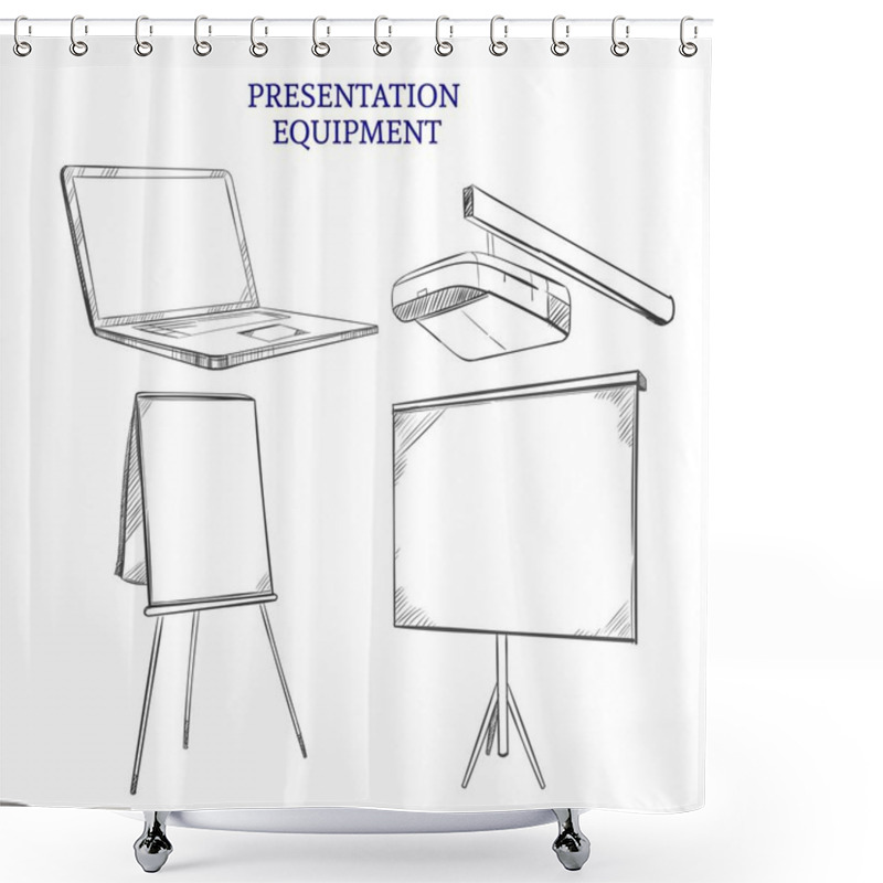 Personality  Business Presentation Equipment Sketch Elements Set Shower Curtains