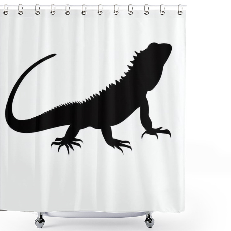 Personality  Vector Silhouette Of Lizard, Curious Lizard Illustration For Reptile And Nature Themes Shower Curtains