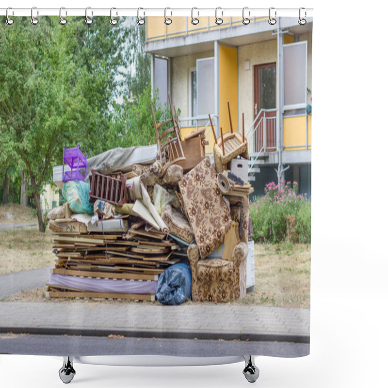 Personality  Big Pile Of Old Furniture And Household Goods On The Roadside Shower Curtains