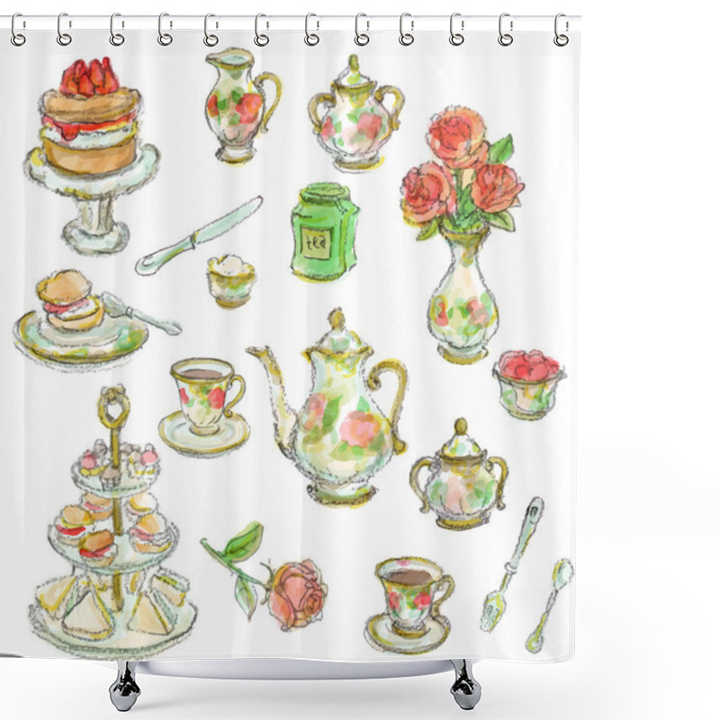 Personality  Tea Time Scrapbook Set Shower Curtains