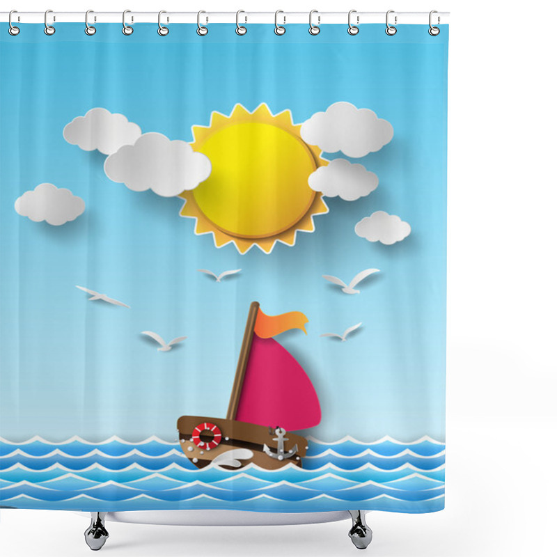 Personality  Sailing Boat And Clouds Shower Curtains