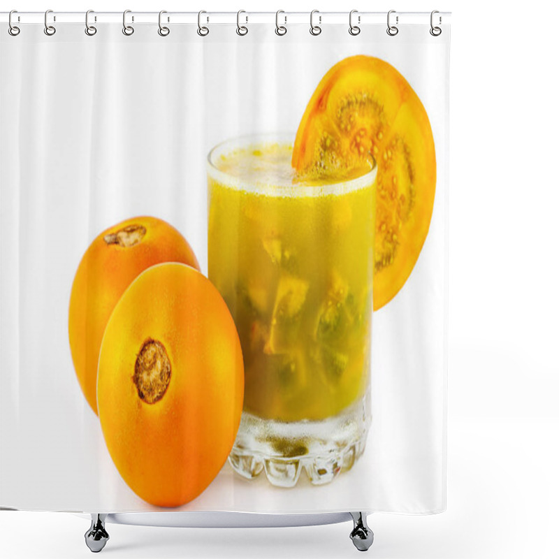 Personality  Traditional Colombian Beverage Made Of Juice And Pieces Of Lulo (Solanum Quitoense) Called Lulada Shower Curtains