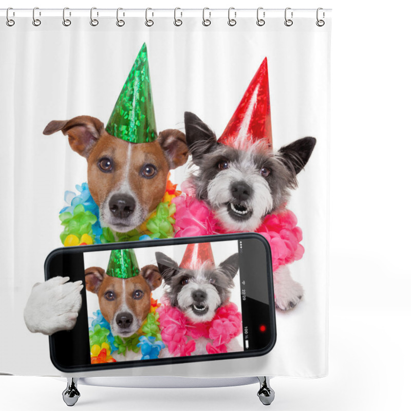 Personality  Birthday Dogs Selfie Shower Curtains