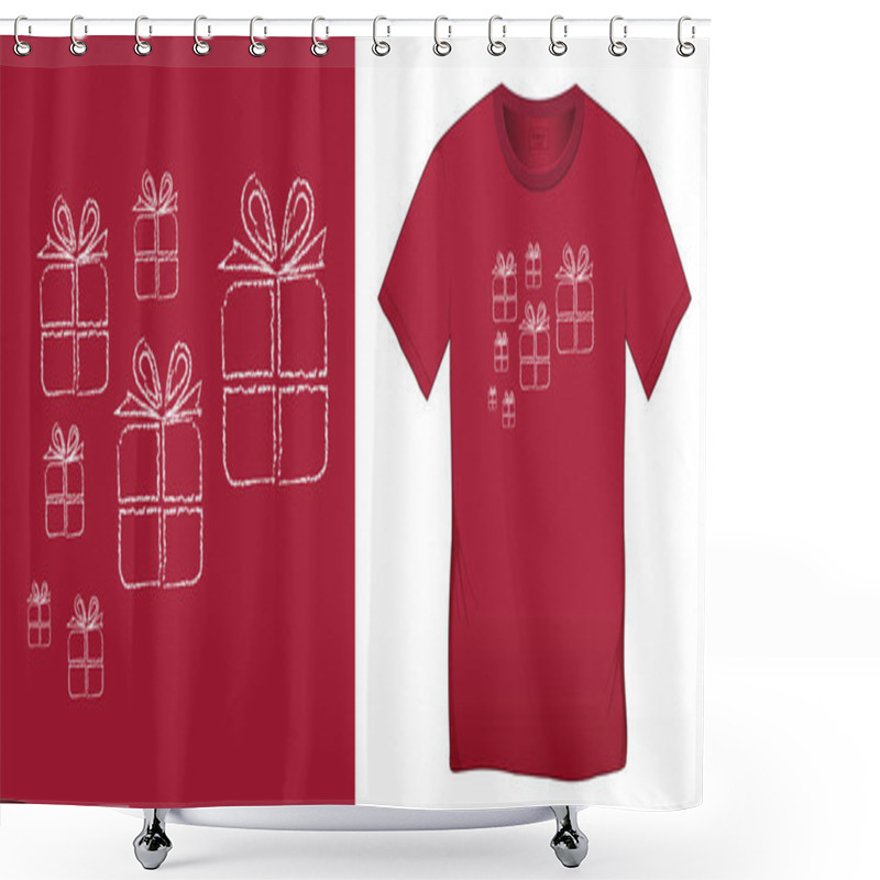 Personality  Gift Chalk Pattern, Christmas Motif Image, Graphic Design For T-shirts, Blank Template Shower Curtains