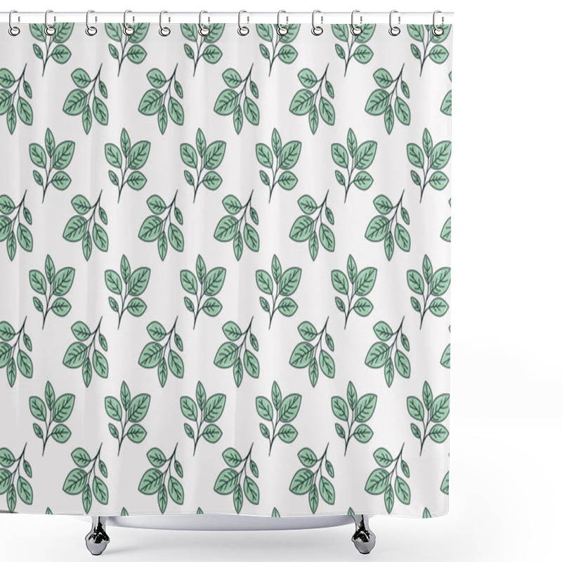 Personality  Hand Drawn Floral Pattern Vector Design. Simple Ornament With Plant And Leaf. Fabric Print Swatch. Shower Curtains