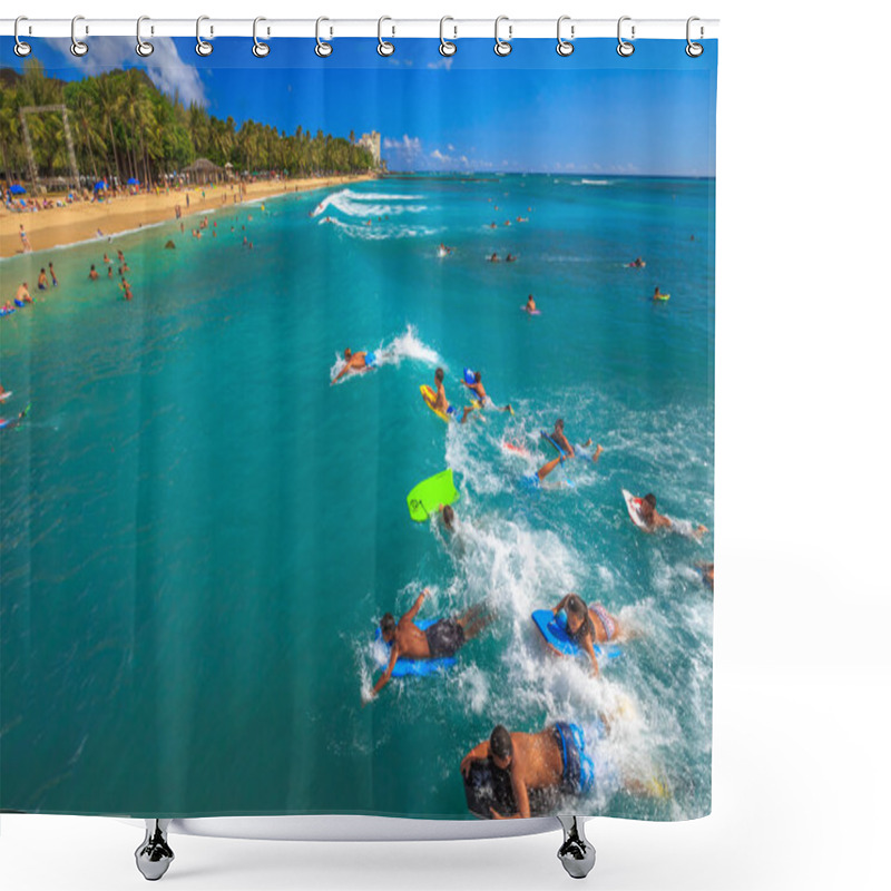 Personality  Bodyboarding Waikiki Beach Shower Curtains