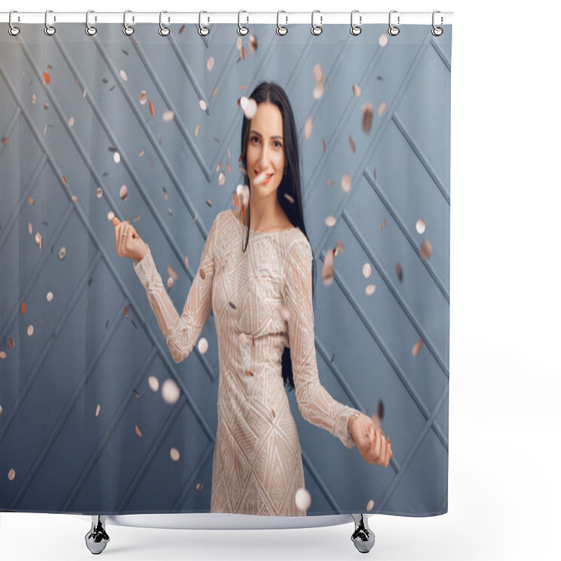 Personality  Elegant Girl Celebrate In The Studio Shower Curtains