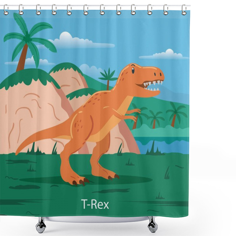 Personality  T-Rex Prehistoric Animal Vector Illustration Shower Curtains